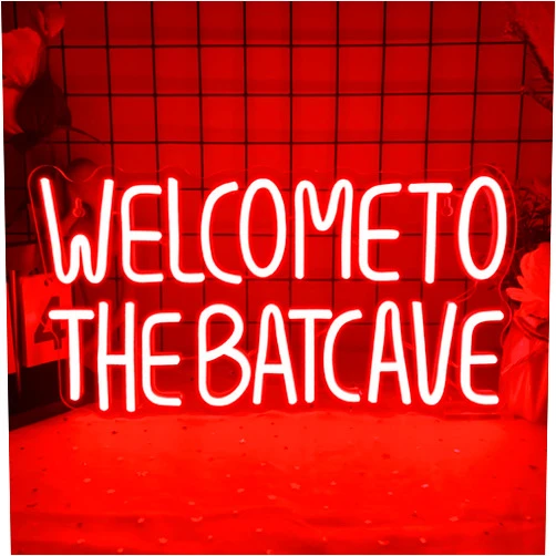 Gippro Welcome to the Batcave Neon Signs for Wall Decor,Dimmable Gotham Bat Business Signs Suitable for Man Cave Bar,USB Powered for Kids Movie Room Party Christmas Birthday Gifts(8.2 * 15.7in)