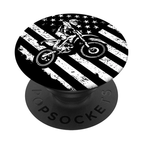 Dirt Bike Rider Apparel Co. Braap Dirt Bike Motorcycle Motocross US Flag Gift PopSockets PopGrip: Swappable Grip for Phones & Tablets