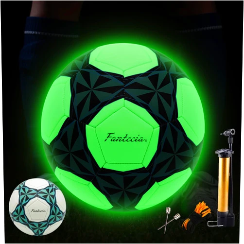 Fantecia Light Up Soccer Ball Size 5 with Pump, Glow in The Dark Soccer Ball, Ideal for Indoor & Outdoor Training & Competitions
