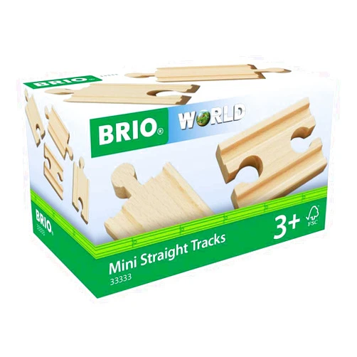 Brio World 33333-4-Piece Mini Straight Tracks | Versatile Wooden Train Set Extension | Ideal for Kids Aged 3 & Up | Compatible with Brio Railway Toys | FSC Certified for Sustainable Forestry