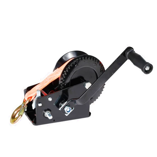 BEBLEPANY Boat Trailer Winch Hand Winch,3500lbs Heavy Duty Hook with 32ft Polyester Strap Hand Crank Winch,Features a 2-Way Ratchet