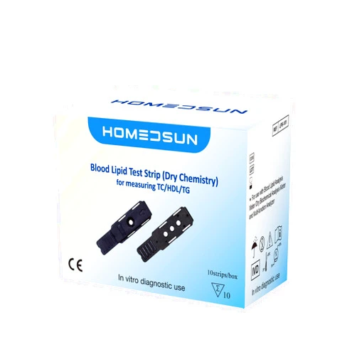 HOMEDSUN 10 Pack 4 in 1 Total Cholesterol HDL LDL and Triglyceride Test Strips with Lancets Droppers Exclusively Compatible with The HSLPM-102 Cholesterol Test Meter (Analyzer is Not Included)