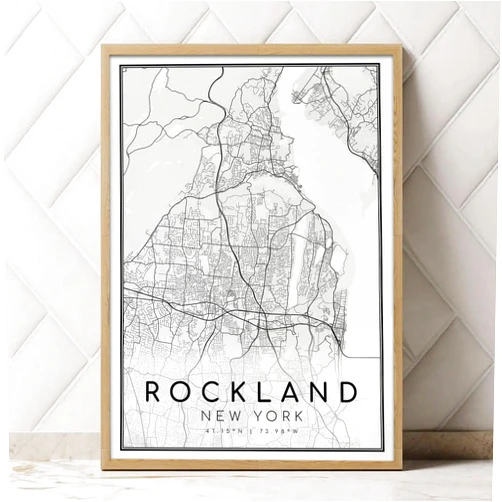 MG Global Modern Hometown Print of Rockland NY USA New York | 11x17 12x18 16x24 24x36 Minimalism Unframed City Poster | Minimal Wall Art | Minimalist Home Office Decor for Gift
