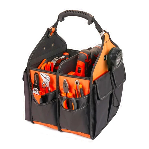 Solim 12 inches Open Top Tool Bag: Tool Bags for Men - Tool Tote Bag With Handle, 21 Pockets Tool Box Organizer Storage for Caddy Plumbers Shoulder Strap