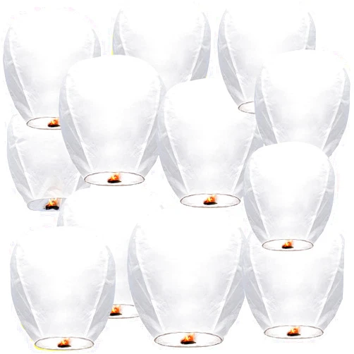 Swenafer 20-Pack White Chinese Lanterns You can use Sky Paper Lanterns to Easily Create a Chinese or Japanese Style Festive Atmosphere, Lanterns for Birthday Party Wedding Decoration and Outdoor Events.