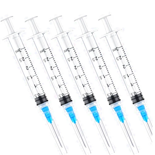 Ulove Prs 5 Pack 3ml 23 Gauge - Luer Lock 1ml 2.5ml 3ml 5ml 10ml 20ml with 25Ga, 23Ga, 22Ga, 21Ga, 18Ga Lab Consumables(Individually Sealed Wrapped)
