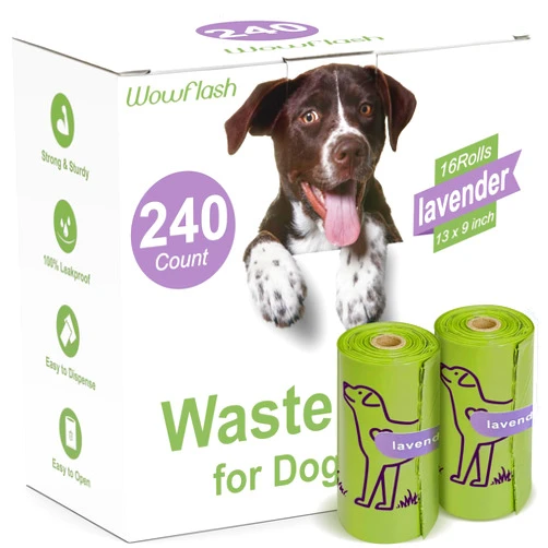 Wowflash 240 Count Lavender Scented 13” x 9” Dog Poop Bags Rolls, Leakproof Strong & Sturdy Poop Bags for Dogs, Dog Bags for Poop, Doggie Cat Poop Bags Cats Litter, Waste Bags Poppy Trash Bags for Doggy Pets