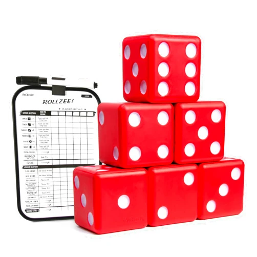 GoSports Giant 3.5 Inch Red Foam Playing Dice Set with Scoreboard (Includes 6 Dice, Dry-Erase Scoreboard and Carrying Case)