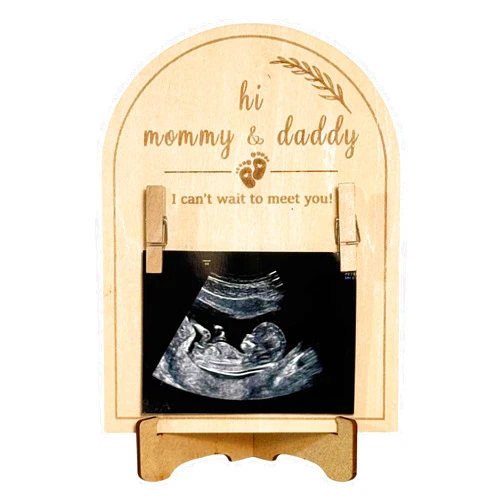 HONOCOOLS Baby Announcement Picture Frames, Sonogram Picture Frame Stand, Pregnancy Announcement Picture Frames, Gifts for New Dad Mom, Ultrasound Photo Frame 3x4''(Daddy & Mommy)