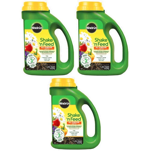 Miracle-Gro Shake 'N Feed All Purpose Plant Food, 4.5 lbs, Covers up to 180 sq. ft. Pack of 3
