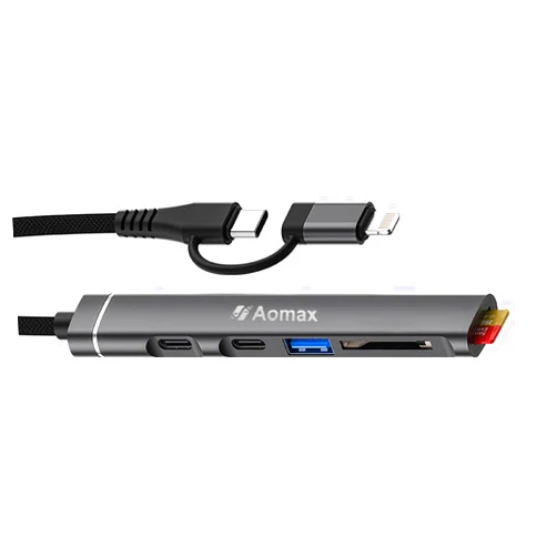 AOMAX SD Card Reader for iPhone iPad, 5-in-1 Lightning USB-C to Memory Card Viewer with SD/TF Card Slots USB 3.0 OTG Adapter for iPhone iPad Android MacBook Fast Transfers Plug&Play