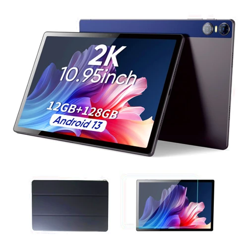 weelikeit 10.95 inch Tablet 2K Android 13 Tablets with Case, 6GB+128GB+6GB Expand, MTK8183 Octa-Core 2000 * 1200 IPS Display, 5MP+13MP Camera, 7000mAh Battery,Quad Speakers,5G WiFi,BT5.0, GPS