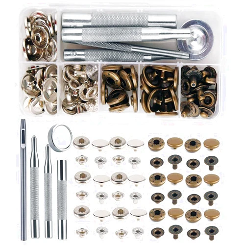 VIYOHOH JUASIUL Snap Fastener Tool Kit - Snap Buttons for Clothes, Fabric, and Leather Crafting | 20 Sets Metal Snap Buttons with Setter Tools | Ideal for Sewing Enthusiasts and DIY Lovers