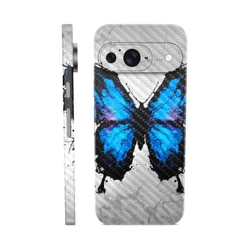 Vision Signs & Graphics Carbon Fiber Laptop Skin Compatible with Pixel 9 - Butterfly Splash - Premium 3M Vinyl Protective Wrap Decal Cover - Easy to Apply | Crafted in The USA by MightySkins