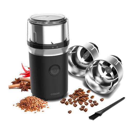COSORI Electric Coffee Grinders for Spices, Seeds, Herbs, and Coffee Beans, Spice Blender and Espresso Grinder, Wet and Dry Grinder, Included 2 Removable Stainless Steel Bowls, Black