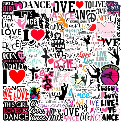 Sxevioda 52PCS Dancing Stickers,Water Bottles Laptop Car Decal - Perfect Dancer Gifts for Girls and Teenagers