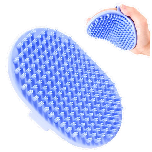 We Love Doodles Dog Grooming Bath Brush, Pet Rubber Brush For Shower Scrubbing & Soothing Massage, Ideal for Long & Short Haired Dogs and Cats, Essential Puppy Grooming Accessories, Short Pins [We Love Doodles]