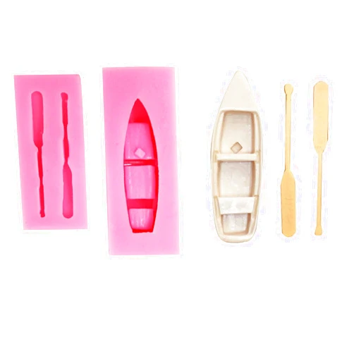 Xidmold 2pcs Small Boat Oars Silicone Molds 3D Rowboat Fondant Mold Chocolate Candy Molds Sugarcraft Cake Decoration Mold Polymer Clay Mold