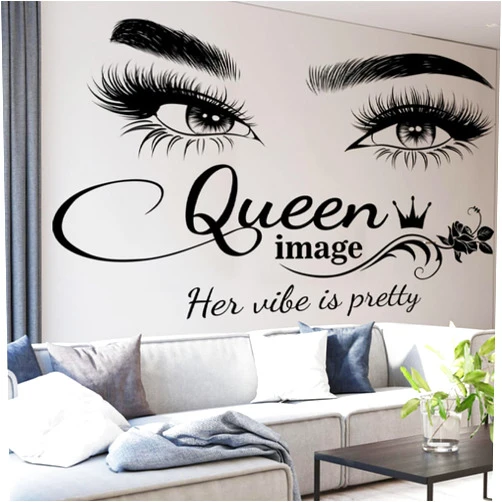 Arawat Eyelash Wall Decals Stickers for Bedroom Queen Eye Quotes Wall Décor Wall Murals for Living Room Lash Room Decor Wall Decor Stickers Murals 3D DIY Wall Art Decorations Peel and Stick