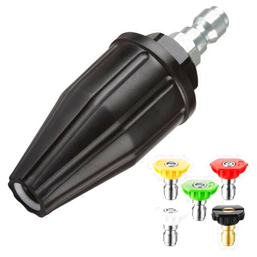 YAMATIC Pressure Washer Tips Turbo Nozzle, 360° Rotating Spray Turbo with 5 Spray Nozzles, 3000 PSI Max 3500 PSI with 1/4 inch Quick Connector for Cleaning Brick, Concrete Surfaces(4.0 GPM)