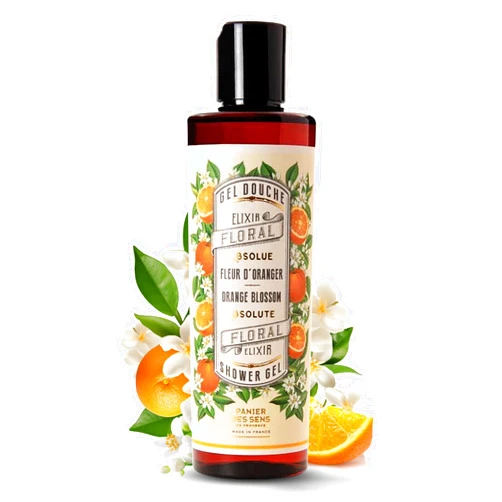 Panier des Sens – Orange Blossom Shower Gel - Foaming Body Wash Women & Men - Moisturizing Body Soap with Glycerin, Olive Oil - 95% Natural Ingredients Body Care - Vegan Liquid Body Wash - 8,45 floz