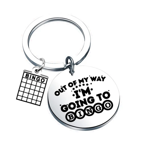 WSNANG Funny Bingo Gift Out Of My Way I'M Going To Bingo Keychain for Bingo Players Bingo Lovers Gifts