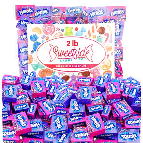 SWEETSIDE CANDY CO. Bulk Nerds Candy 2lbs Pack – Nerds Mini Boxes Grape and Strawberry Hard Candy, Nerds Bulk, Nerds Candy Mini Boxes – Delicious Individually Wrapped Candy for Easter, Kids, Office Party