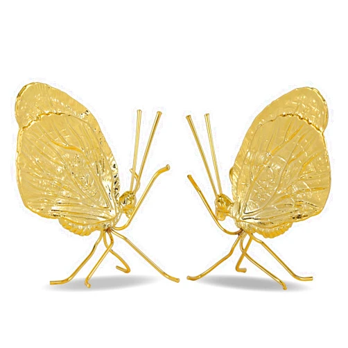 LCCCK Gold Decor 2-piece set Gold Butterfly Figurine,Brass Small Animal Decor Sculpture Butterfly Statue,Solid Metal Insect Ornament Mini Gold Butterfly Figurines, for Desktop bookshelf decor gold animal