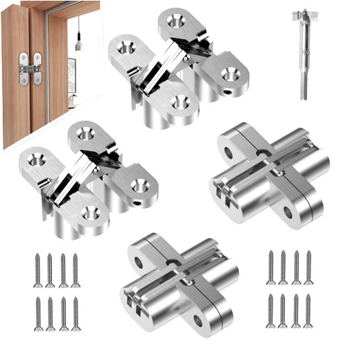 Suemisi Invisible Door Hinge, Concealed Hinges for Cabinet Doors and DIY Box Zinc Alloy Furniture Hinges and Table Hinge 180 Degree Hinge (4, 0.51