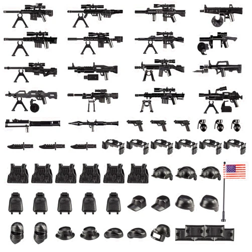 MaozyHomie 83 Pcs Toy Soldiers Figures US Army Battle Toy Set - Weapons Pack Military Weapon Battle Building Blocks Compatible with Major Brand, 3 Years Old and up