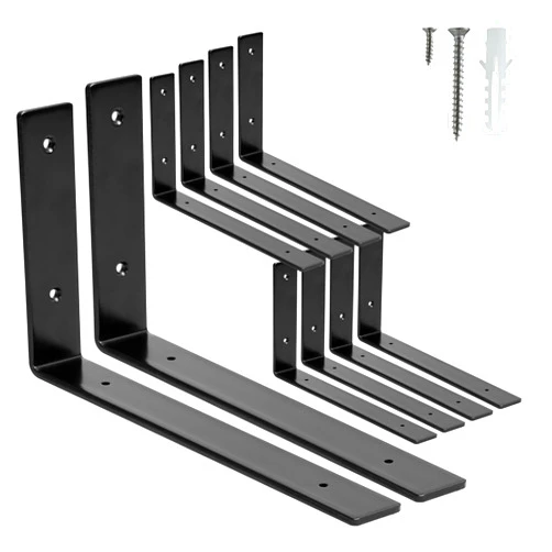 HEART ART 10 Pack Shelf Brackets 10 Inch,L Brackets for Shelves,Black 1/5 Inch Thick Heavy Duty Shelf Bracket,10”L x 6”H x 1.5”W…