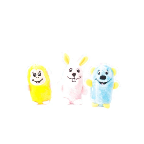 ZippyPaws Squeakie Buddies - Bulk 3 Pack of Stuffing-Free Squeaky Dog Toys, No Stuffing Puppy Toys, Dog Stuff for Small & Medium Dogs - Bear, Bunny, & Monkey