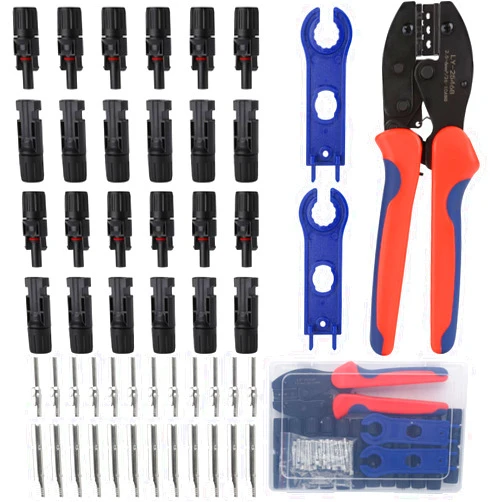 YXGOOD Solar Crimping Tool for Solar Panel Cable with 12 Pairs Solar Connectors, 1PCS Solar Crimper, 2 PCS Spanner Wrench, Crimper Tool for 2.5/4/6mm² Solar PV Wire
