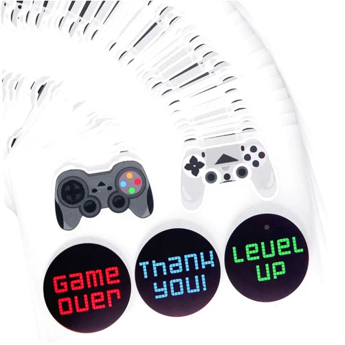 Outus 200 Pieces Video Game Controller Stickers for Video Game Party Supplies, Boys Birthday Party Decorations, 5 Styles