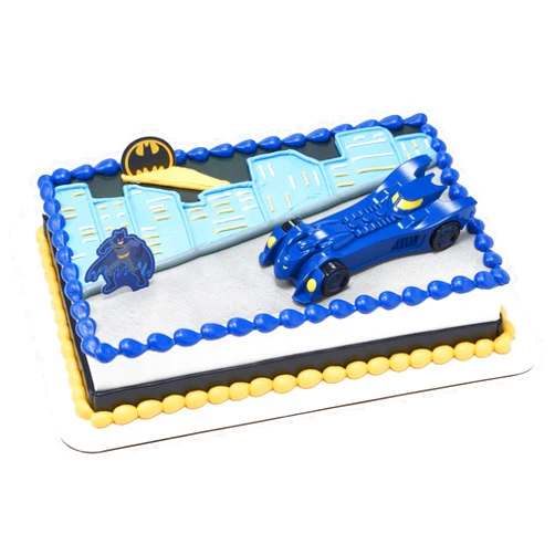 DecoPac Batman Into Action DecoSet, Batman Cake Topper, Batmobile and Batman Pics 3-Piece Set