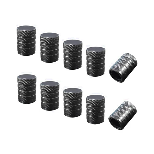 Ziciner 10 PCS Car Tire Valve Stem Caps, Anodized Aluminum Wheel Stem Covers, Corrosion Resistant Car Tire Air Caps, Vehicle Exterior Accessories for Car, Truck, Motorcycle, Bike (Black-10 PCS)