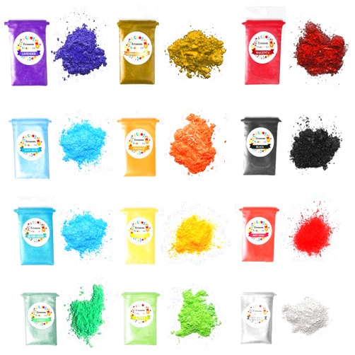 Erosom 12 Colors Mica Powder Pigments Soap Dye for Soap Coloring - Soap Making Colorants Set - 0.18oz 12 Bags - Skin Safe for DIY Soaps, Bath Bombs, Candle Making, Nail Polishes, Resin Makeup Dye.