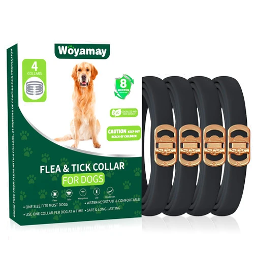 Woyamay 4 Pack Flea Collar for Dogs, Dog Flea and Tick Treatment, 8 Months Protection Flea and Tick Collar for Dogs, Waterproof Dog Flea Collar, Adjustable Collar Flea and Tick Prevention for Dogs,Black