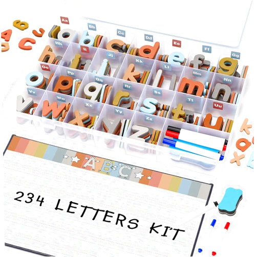 Joyreal Magnetic Alphabet Letters with Magnet Board, Neutral Magnetic Letters for Fridge & Classroom, Foam ABC Magnets for Toddlers Learning, Preschool Educational Toys Gift