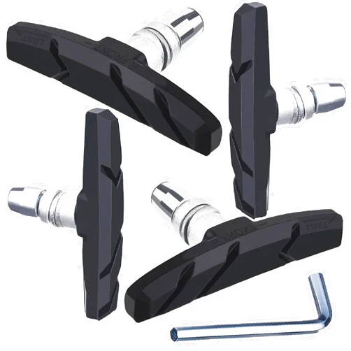 VANSIHO V-Brake Pads Set, 2 Pair Road Bike Brake Shoes with Hex Nut and Shims for Mountain Bicycle Front and Back Wheel, No Noise, No Skid, for Road Use