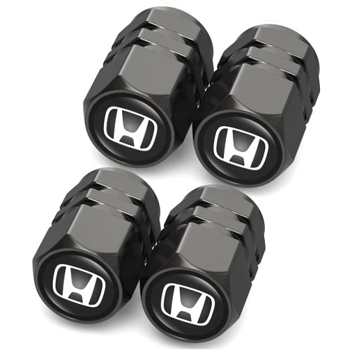 DSVI Tire Valve Caps, Valve Stem Caps Fit Honda Accord Civic Fit CRV Pilot EX CR-V EX-L Touring Pilot, Alloy Car Tire Caps for Corrosion Resistant Leak-Proof Car Accessories, Black