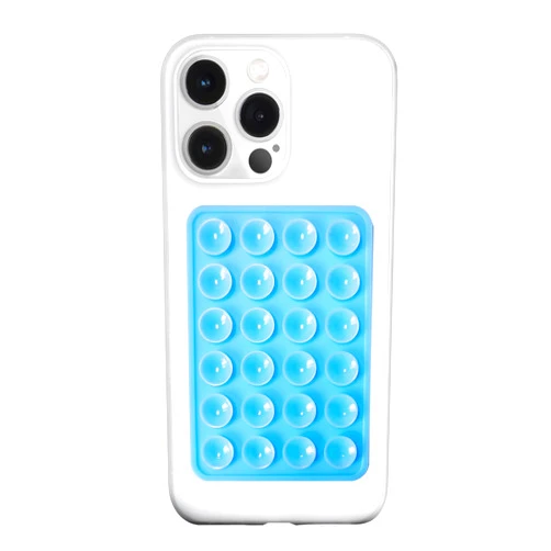 LvShuLiangPin Silicone Suction Phone Case Mount, Silicon Adhesive Phone Accessory for Smartphones, Hands-Free Mirror Shower Phone Holder for Selfies, Tiktok Videos (Blue)