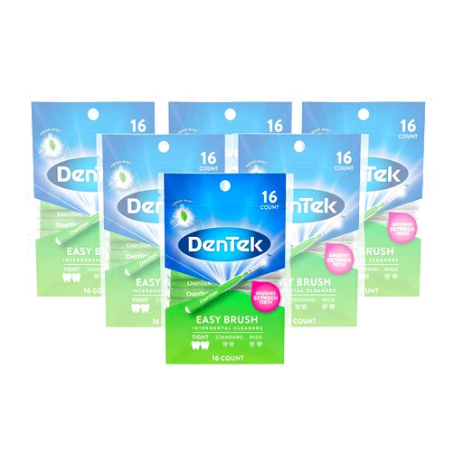 DenTek Easy Brush Interdental Cleaners, Brushes Between Teeth, Tight Teeth, Mint Flavor, 16 Count (Pack of 6) 16 Count (Pack of 6) Tight Teeth