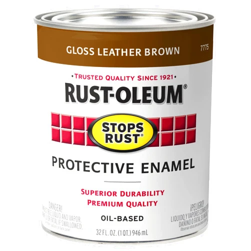 Rust-Oleum Stops Rust Gloss Brush On PaintRust-Oleum 7775502 Stops Rust Brush On Paint, Quart, Gloss Leather Brown, 1 Quarts (Pack of 1)
