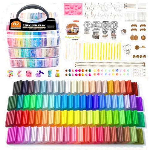 Shuttle Art 82 Colors Polymer Clay Kit with 19 Clay Tools, 16 Kinds of Accessories, Non-Toxic, Non-Sticky, Ideal DIY Art Craft Gift for Kids Adults