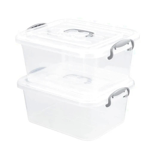 Nesmilers 2 Packs Storage Bin with Lid, 8 Liter Plastic Box Set