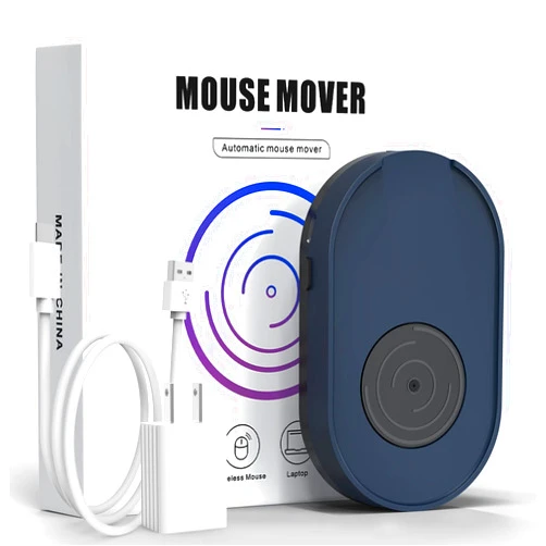 Ergopollo Mouse Jiggler, Undetectable Mouse Mover Device Wiggler Shaker with Drive Free USB Cable and 5V1A Adapter, Moves Mouse Automatically, Keep PC Screen Active, Blue