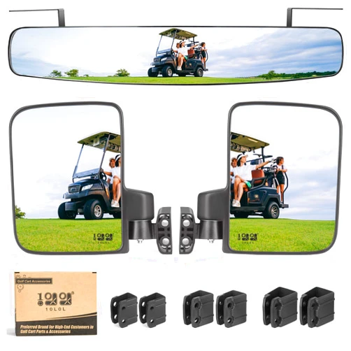 10L0L Newest Golf Cart Mirror Sets -No Drilling Side Mirrors,Wide Angle Rear View Mirror Adjustable HD Glass Universal for Yamaha Club Car EZGO