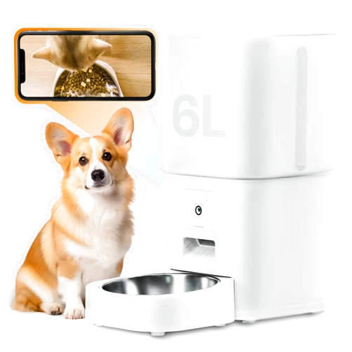 ABRCT Automatic Cat Feeder with Camera,6L Large Capacity Smart Feeder for Cats,Visible Food Bowl,App Remote Control,Customize Feeding Plan