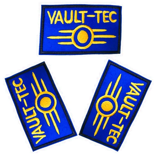 YERCHIC Vault Tec Patch Iron On Sew On Embroidered Patches for Jacket Shirts Jeans Backpack Sewing Decorating DIY Craft 3.3 * 1.9IN(3 pcs)